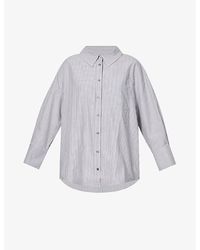 Anine Bing Mika Striped Cotton-poplin Shirt in Gray | Lyst