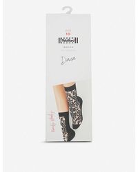 Wolford Diana Floral-embroidered Socks - White