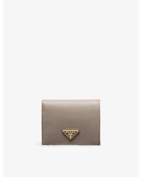 Prada - Logo-Plaque Small Saffiano Leather Wallet - Lyst