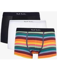Paul Smith - Branded-waistband Pack Of Three Stretch Organic-cotton Trunks - Lyst