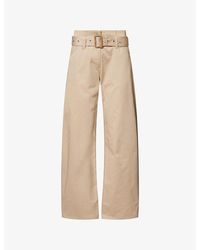 Acne Studios - Belted Straight-Leg Cotton-Blend Trousers - Lyst