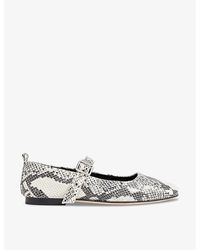 Whistles - Elba Snake-Print Leather Ballet Flats - Lyst