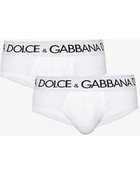 Dolce & Gabbana - Pack Of Two Logo-waistband Low-rise Stretch-cotton Briefs Xx - Lyst