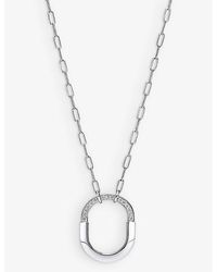 Tiffany & Co. - Tiffany Lock 18ct White-gold And 0.33ct Round-brilliant Diamond Pendant Necklace - Lyst