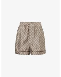 Gucci - Monogram-pattern High-rise Silk Shorts - Lyst