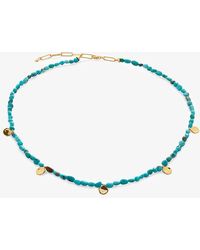 Monica Vinader - Rio Mini 18ct -plated Vermeil Sterling-silver And Turquoise Beaded Bracelet - Lyst