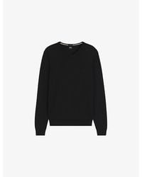 BOSS - Embroidered-Logo Regular-Fit Wool Knitted Jumper - Lyst