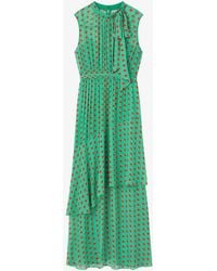 LK Bennett - Robyn Spot-print Tie-neck Woven Maxi Dress - Lyst
