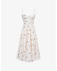 House Of Cb - Steffani Floral-Print Stretch-Cotton Midi Dress - Lyst