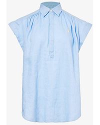 Polo Ralph Lauren - Logo-embroidered Frill-sleeve Linen Shirt - Lyst