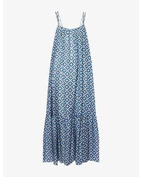 Max Mara - Alisso Printed Silk And Cotton Midi Dress - Lyst