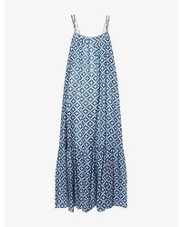 Max Mara - Alisso Printed Silk And Cotton Midi Dress - Lyst