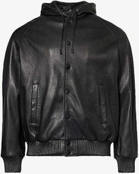 Emporio Armani - Hooded Regular-fit Leather Jacket - Lyst