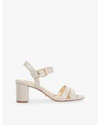 Dune - Merisa Metallic-Woven Block-Heel Sandals - Lyst