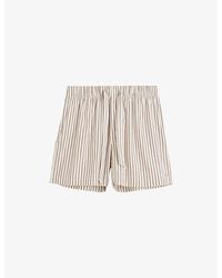 Tekla - Striped Elasticated-Waist Cotton-Poplin Shorts - Lyst