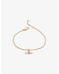 Rachel Jackson - Mini T-bar 22ct -plated Sterling Silver And Rose Bracelet - Lyst