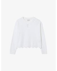 Claudie Pierlot - Branded Scalloped-Hem Cotton-Jersey Sweatshirt - Lyst