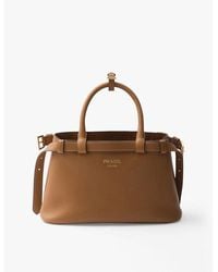 Prada - Buckle Small Leather Tote Bag - Lyst