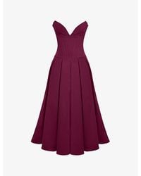 House Of Cb - Lady Plunge-Neck Stretch-Cotton Midi Dress - Lyst