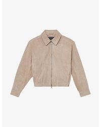 Reiss - Lottie Collared Elasticated-Hem Suede Jacket - Lyst