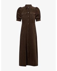 ME+EM - Fit-And-Flare Corduroy Cotton Maxi Shirt Dress - Lyst