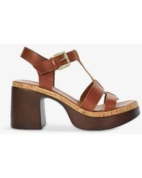 Dune - Jungle T-bar Leather Heeled Sandals - Lyst