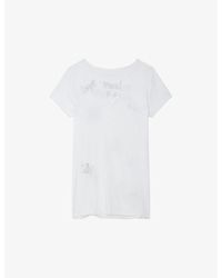 Zadig & Voltaire - Notched-neck Short-sleeve Cotton T-shirt - Lyst