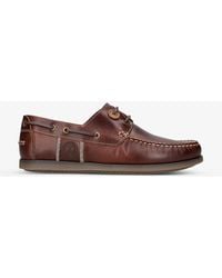Barbour - Wake Logo-debossed Leather Boat Shoes - Lyst