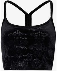 Beyond Yoga - Pattern-embellished Cropped Stretch-woven Top - Lyst