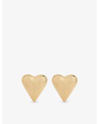 Alaïa - Heart Logo-engraved Brass Earrings - Lyst