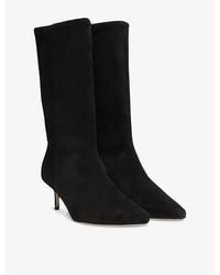 BOSS - Double B Monogram Pointed-Toe Suede Heeled Boots - Lyst