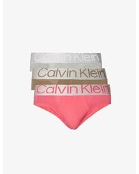 Calvin Klein - Logo-print Pack Of Three Stretch-cotton Briefs - Lyst