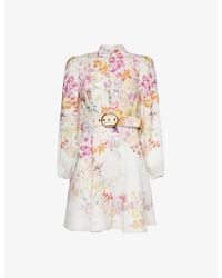 Zimmermann - Natura Floral-print Linen Mini Dress - Lyst
