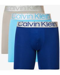 Calvin Klein - Logo-print Pack Of Three Stretch-cotton Boxers X - Lyst