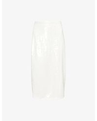 Theory - Sequin-embellished Slim-fit Recycled-polyester Midi Skirt - Lyst