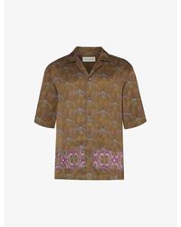 Dries Van Noten - Abstract-pattern Contrast-embroidered Satin Shirt X - Lyst