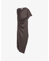 Reiss - Kenzie Draped Satin Midi Dress - Lyst