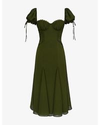 House Of Cb - Marceline Puff-Sleeve Chiffon Midi Dress - Lyst