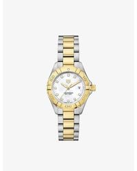 Tag Heuer - Wbd1422.bb0321 Aquaracer 18ct Yellow Gold-plated Stainless-steel, 0.08ct Diamond And Mother-of-pearl Quartz Watch - Lyst