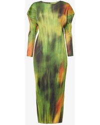 Pleats Please Issey Miyake - Turnip And Abstract-pattern Knitted Midi Dress - Lyst