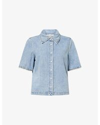 FRAME - The Crochet-Trim Denim Shirt - Lyst