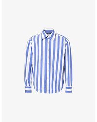Drake's - Striped Blocked Cotton Shirt - Lyst