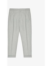 Reiss - Brighton Pleated Slim-fit Tapered Stretch-woven Trousers - Lyst