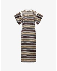 Sacai - Horizontal Stripe Woven Shirt Dress - Lyst