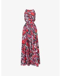 Givenchy - Floral-Print Cut-Out Woven Midi Dress - Lyst