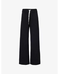 Max Mara - Bali Logo-Drawstring Wide-Leg Cotton-Blend Trousers - Lyst