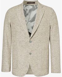Oscar Jacobson - Ferry Patch-pocket Single-breasted Cotton-blend Blazer - Lyst