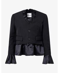 Noir Kei Ninomiya - Ruffle-Collar Pleated Wool Jacket - Lyst