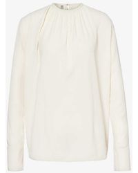 Totême - Shirred Relaxed-fit Woven Blouse - Lyst