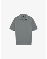 Reiss - Leon Open-Collar Textured Cotton-Blend Polo - Lyst